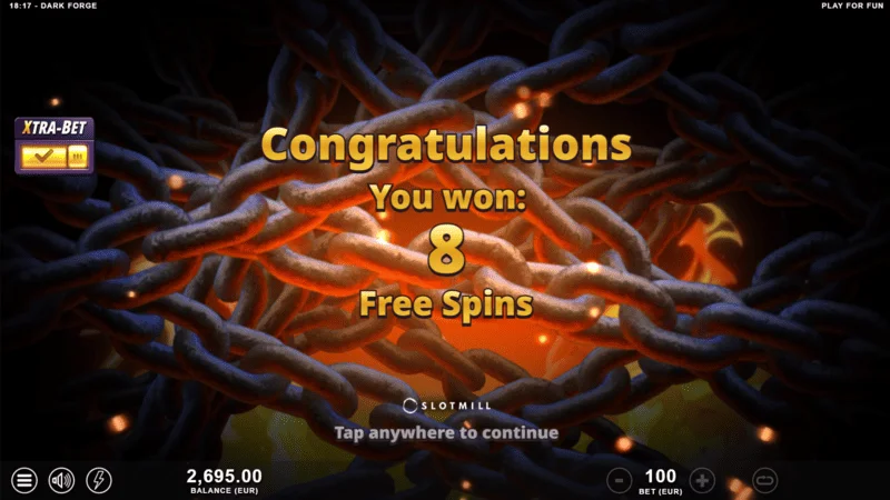 Dark Forge - Free Spins triggered by three scatter symbols